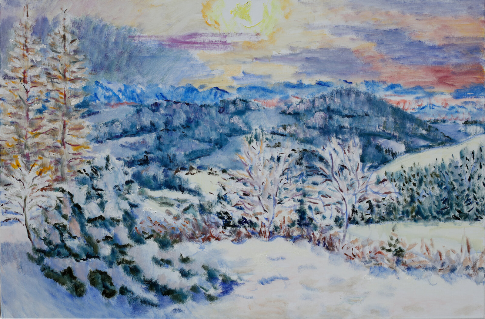 Winterabend, frischer Schnee