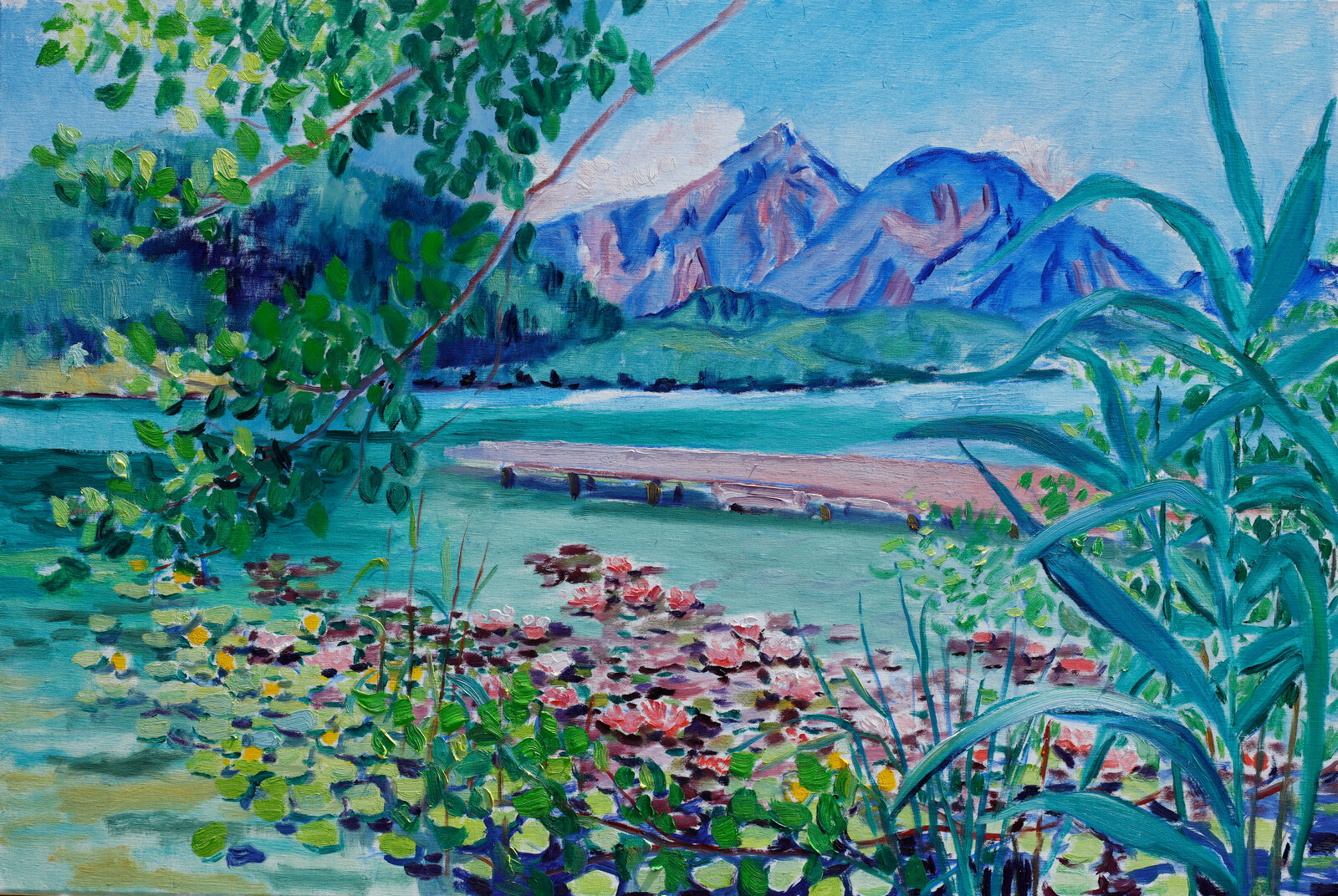 Klopeinersee mit Seerosen und Obir