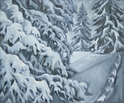 Winterwald, frischer Schnee