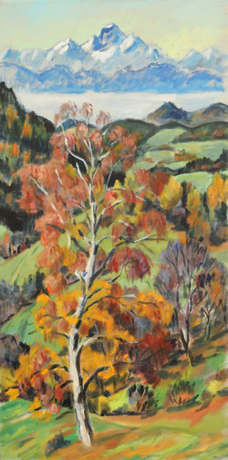 Herbstbirke und Triglav